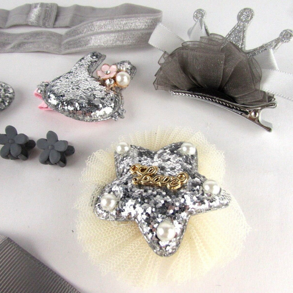 Big Baby Girls Kids 10 Piece Hair Bows Clips NWOT - Picture 6 of 6